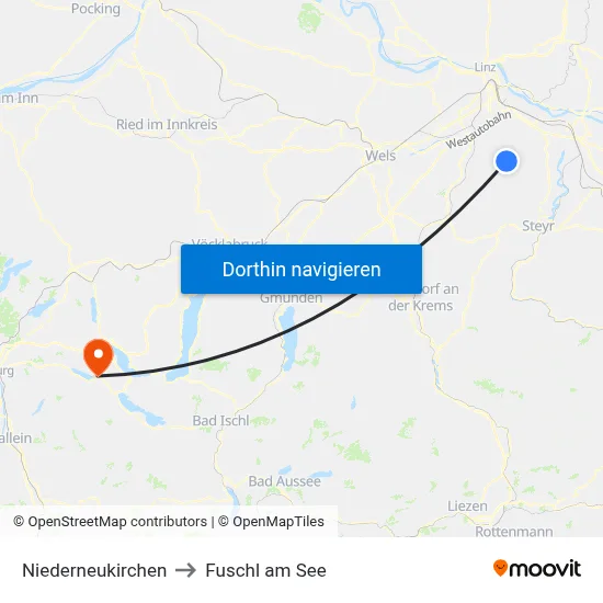 Niederneukirchen to Fuschl am See map