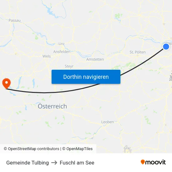 Gemeinde Tulbing to Fuschl am See map