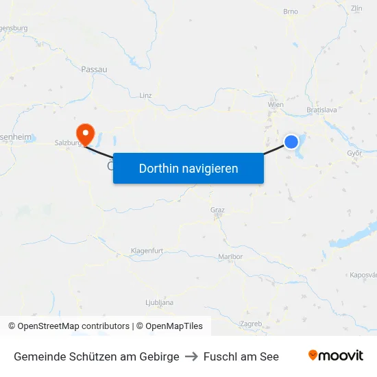 Gemeinde Schützen am Gebirge to Fuschl am See map