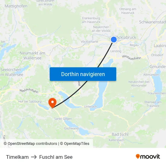 Timelkam to Fuschl am See map