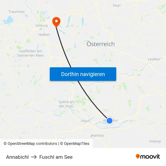 Annabichl to Fuschl am See map