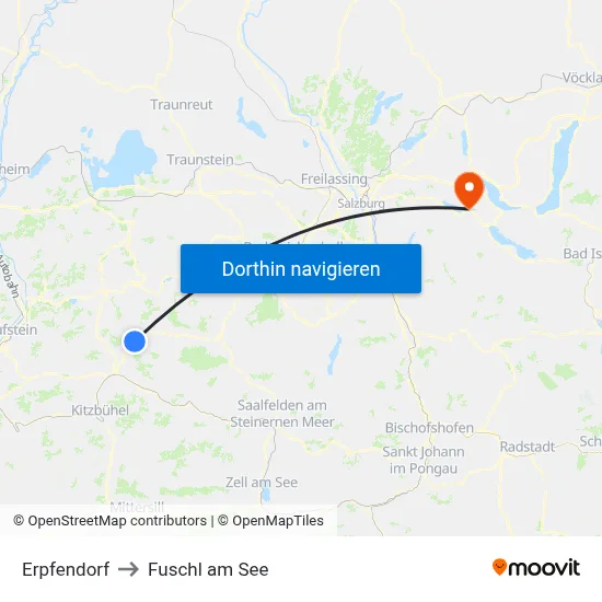 Erpfendorf to Fuschl am See map