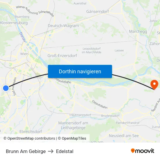 Brunn Am Gebirge to Edelstal map