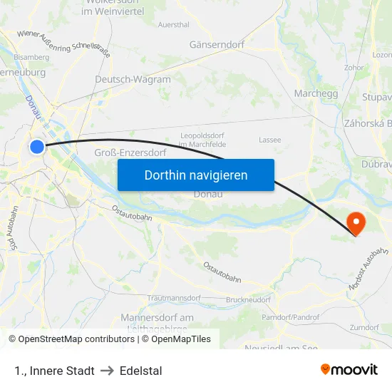 1., Innere Stadt to Edelstal map
