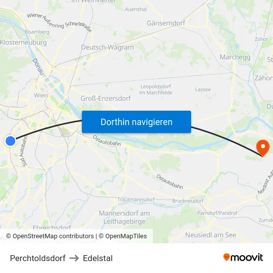 Perchtoldsdorf to Edelstal map