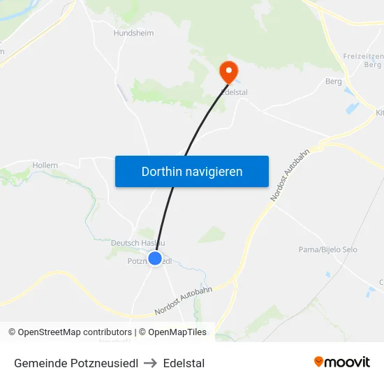 Gemeinde Potzneusiedl to Edelstal map