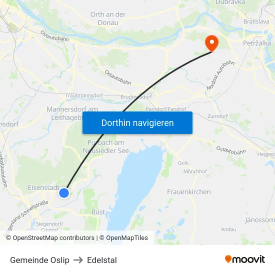 Gemeinde Oslip to Edelstal map