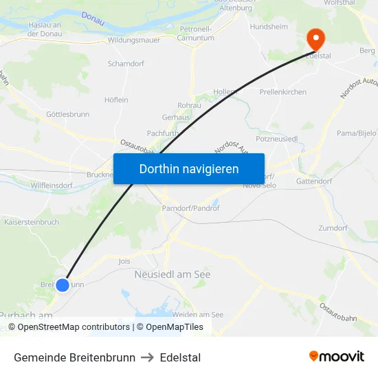 Gemeinde Breitenbrunn to Edelstal map