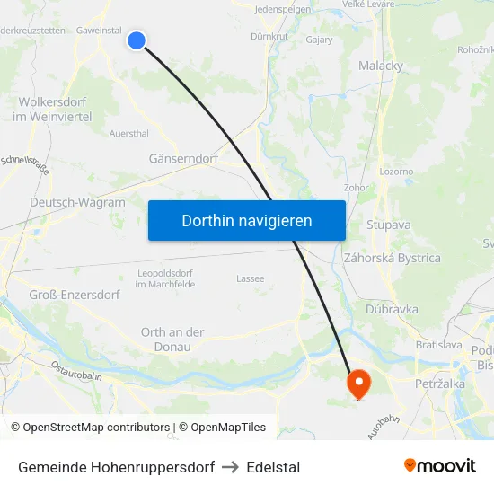 Gemeinde Hohenruppersdorf to Edelstal map