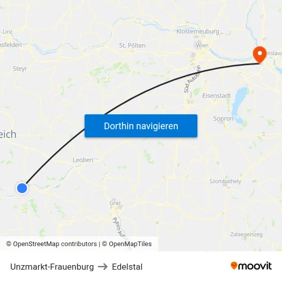 Unzmarkt-Frauenburg to Edelstal map