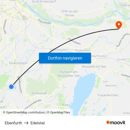 Ebenfurth to Edelstal map