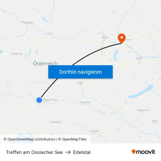 Treffen am Ossiacher See to Edelstal map