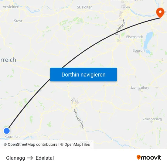 Glanegg to Edelstal map