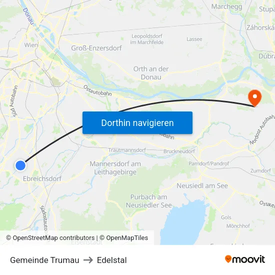 Gemeinde Trumau to Edelstal map