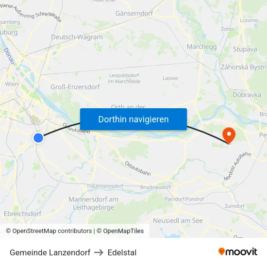 Gemeinde Lanzendorf to Edelstal map