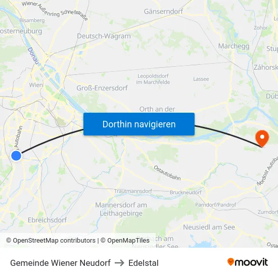 Gemeinde Wiener Neudorf to Edelstal map