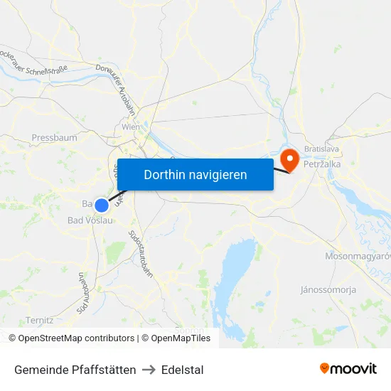 Gemeinde Pfaffstätten to Edelstal map