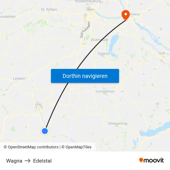 Wagna to Edelstal map