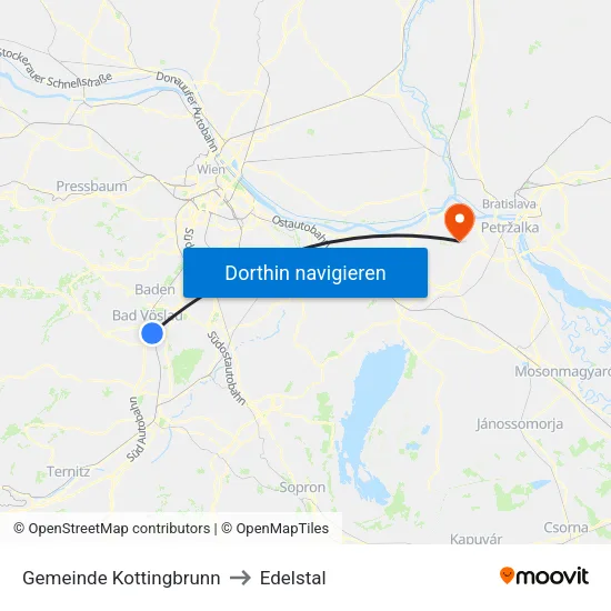 Gemeinde Kottingbrunn to Edelstal map