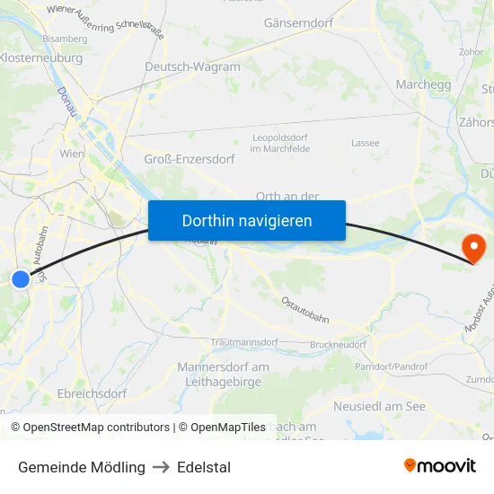 Gemeinde Mödling to Edelstal map