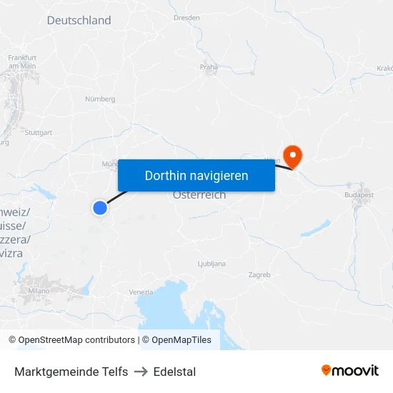 Marktgemeinde Telfs to Edelstal map