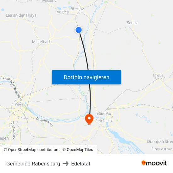 Gemeinde Rabensburg to Edelstal map