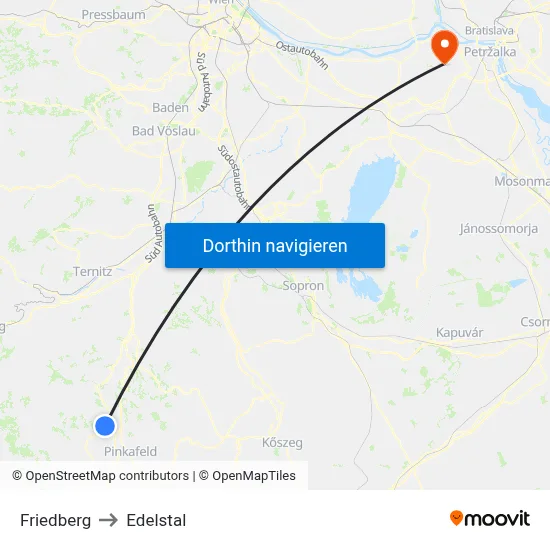 Friedberg to Edelstal map