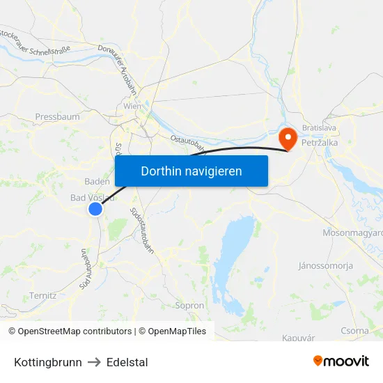 Kottingbrunn to Edelstal map