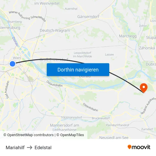 Mariahilf to Edelstal map