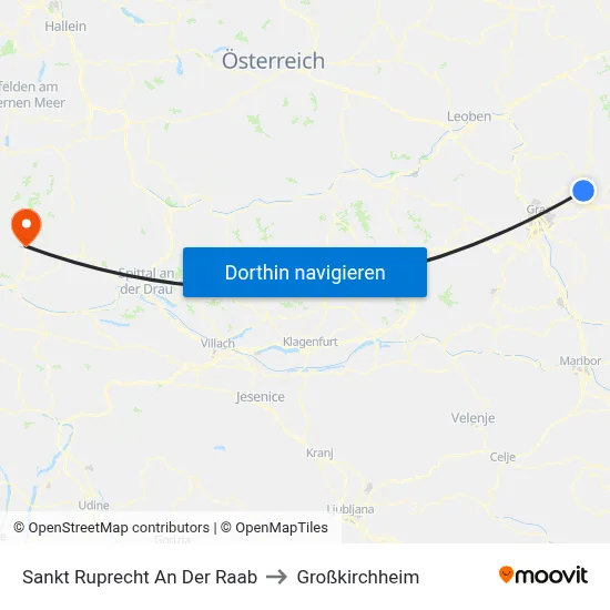 Sankt Ruprecht An Der Raab to Großkirchheim map