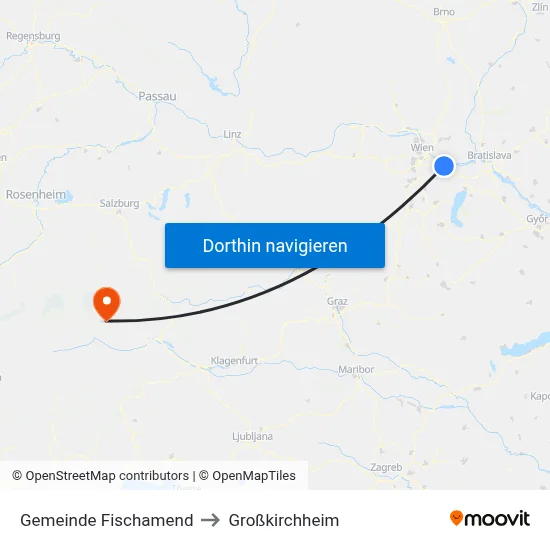Gemeinde Fischamend to Großkirchheim map