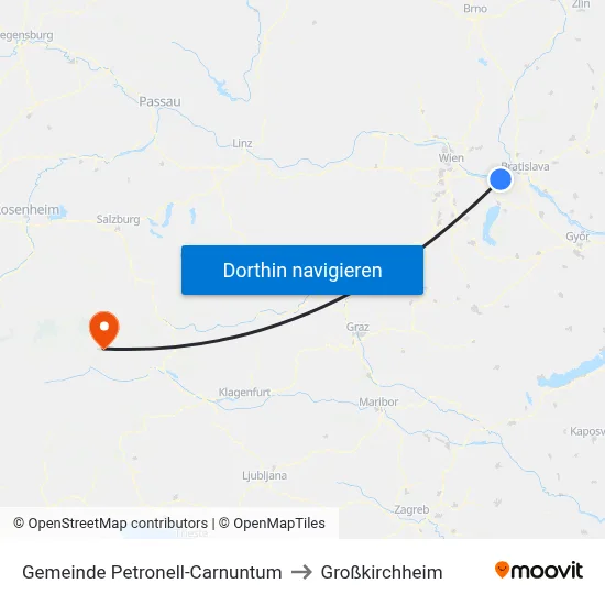Gemeinde Petronell-Carnuntum to Großkirchheim map