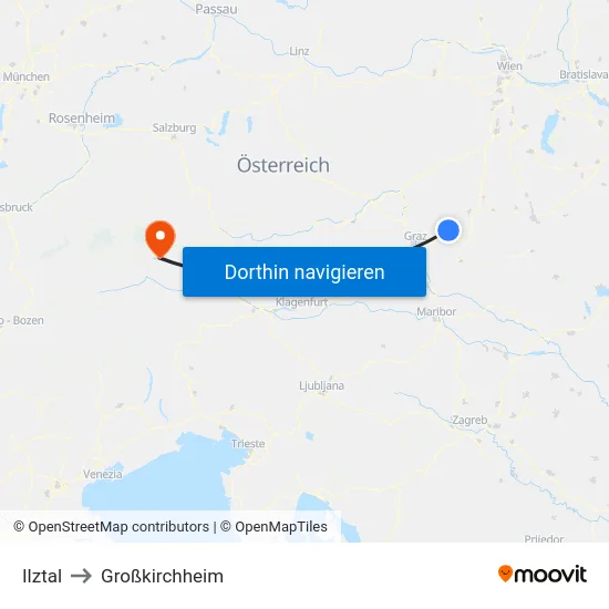 Ilztal to Großkirchheim map