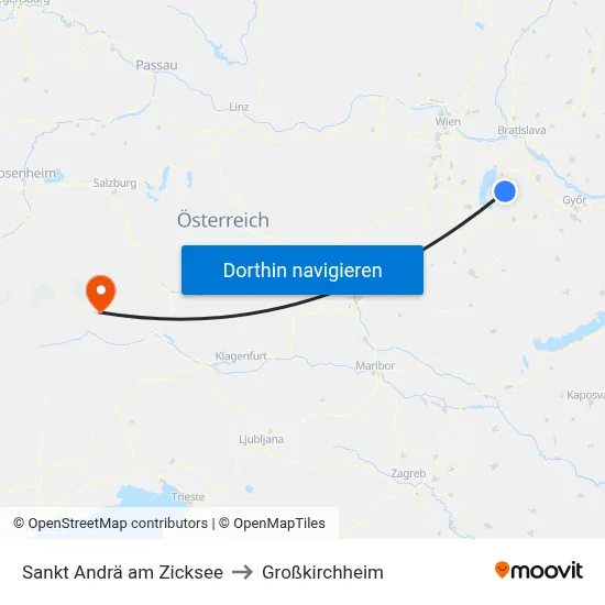 Sankt Andrä am Zicksee to Großkirchheim map