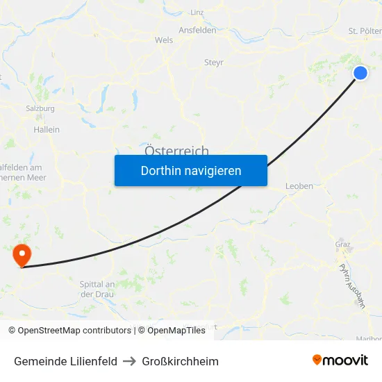 Gemeinde Lilienfeld to Großkirchheim map