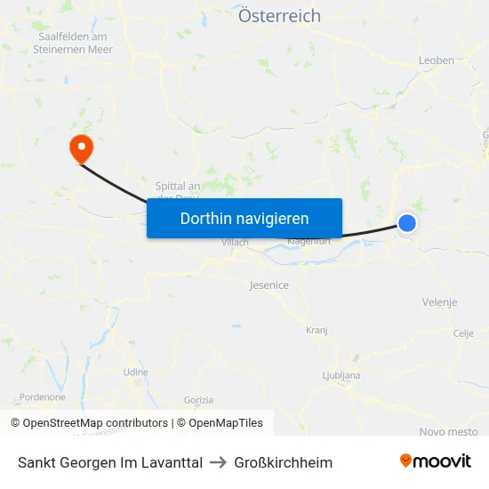 Sankt Georgen Im Lavanttal to Großkirchheim map