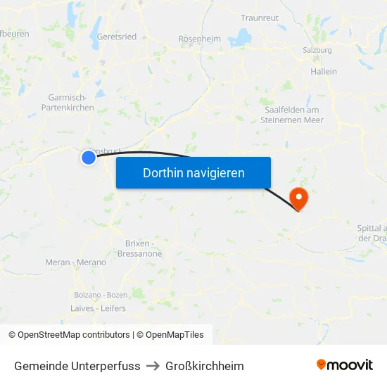 Gemeinde Unterperfuss to Großkirchheim map