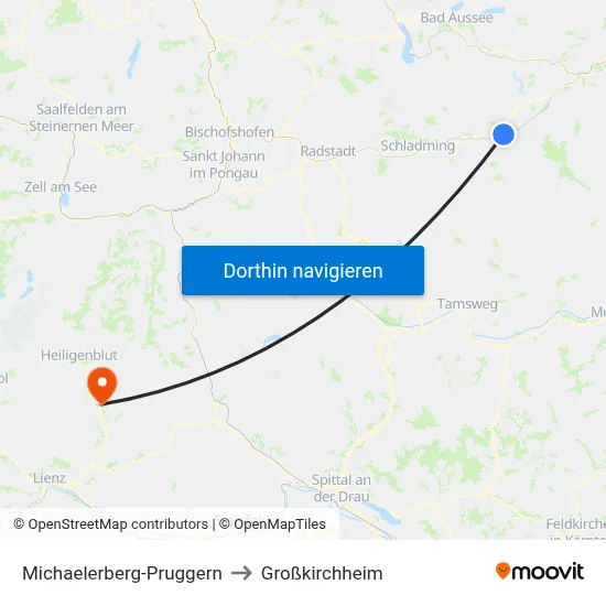 Michaelerberg-Pruggern to Großkirchheim map