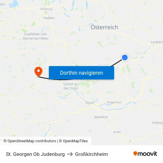 St. Georgen Ob Judenburg to Großkirchheim map