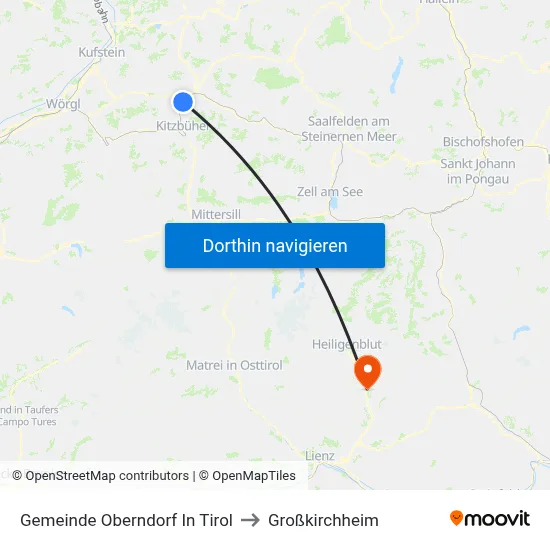 Gemeinde Oberndorf In Tirol to Großkirchheim map