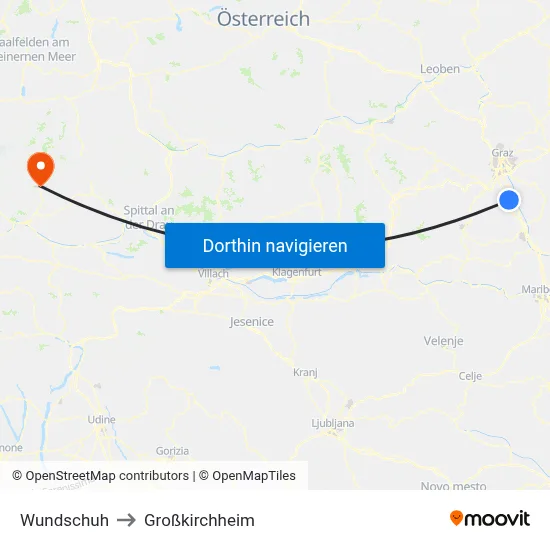 Wundschuh to Großkirchheim map