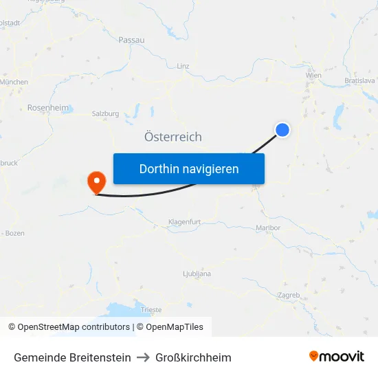 Gemeinde Breitenstein to Großkirchheim map