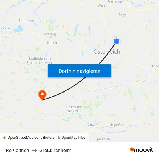 Roßleithen to Großkirchheim map
