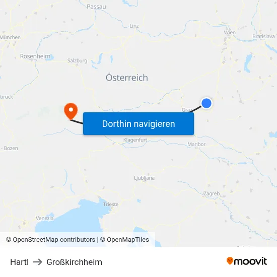 Hartl to Großkirchheim map