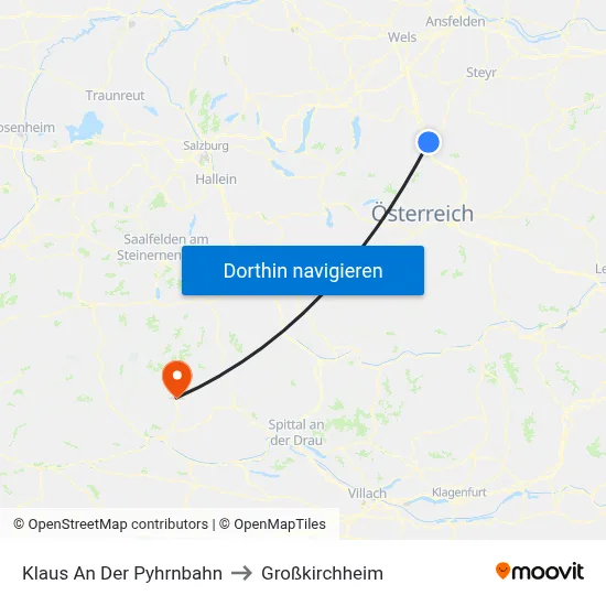 Klaus An Der Pyhrnbahn to Großkirchheim map