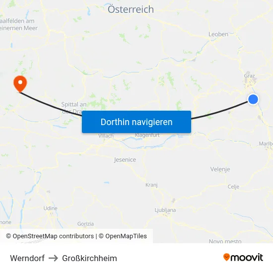 Werndorf to Großkirchheim map