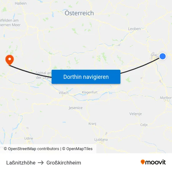 Laßnitzhöhe to Großkirchheim map