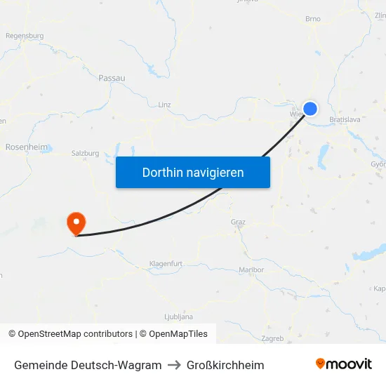 Gemeinde Deutsch-Wagram to Großkirchheim map