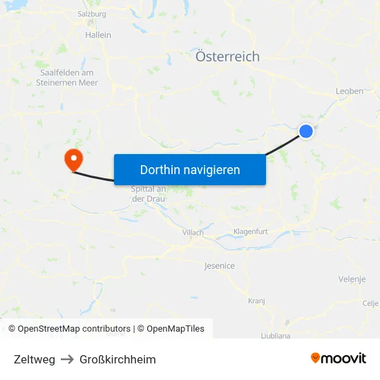 Zeltweg to Großkirchheim map
