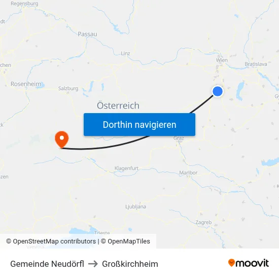 Gemeinde Neudörfl to Großkirchheim map